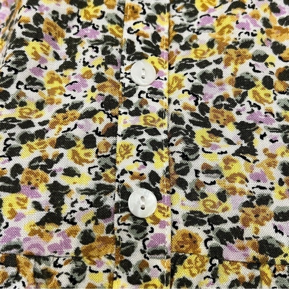 Wild Fable Small Puffy Sleeve Mini Floral Sundress Yellow Pink Faux Buttons, XS - Picture 4 of 16